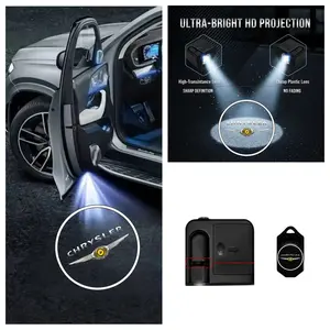 2 PCS Chrysler Door Projector Lights, No-Drill Stick-on LED Logo Ghost Shadow Ambient Lights, Universal Fit for Most Chrysler Models, Car Exterior Decoration Upgrade Accessories, Car Light Embellishments