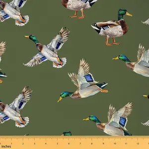 Cute Mallard Duck Fabric By The Yard,1 Yard,Wild Duck Hunting Waterproof Fabric,Hunting and Fishing 3D Wild Animal Upholstery Fabric
