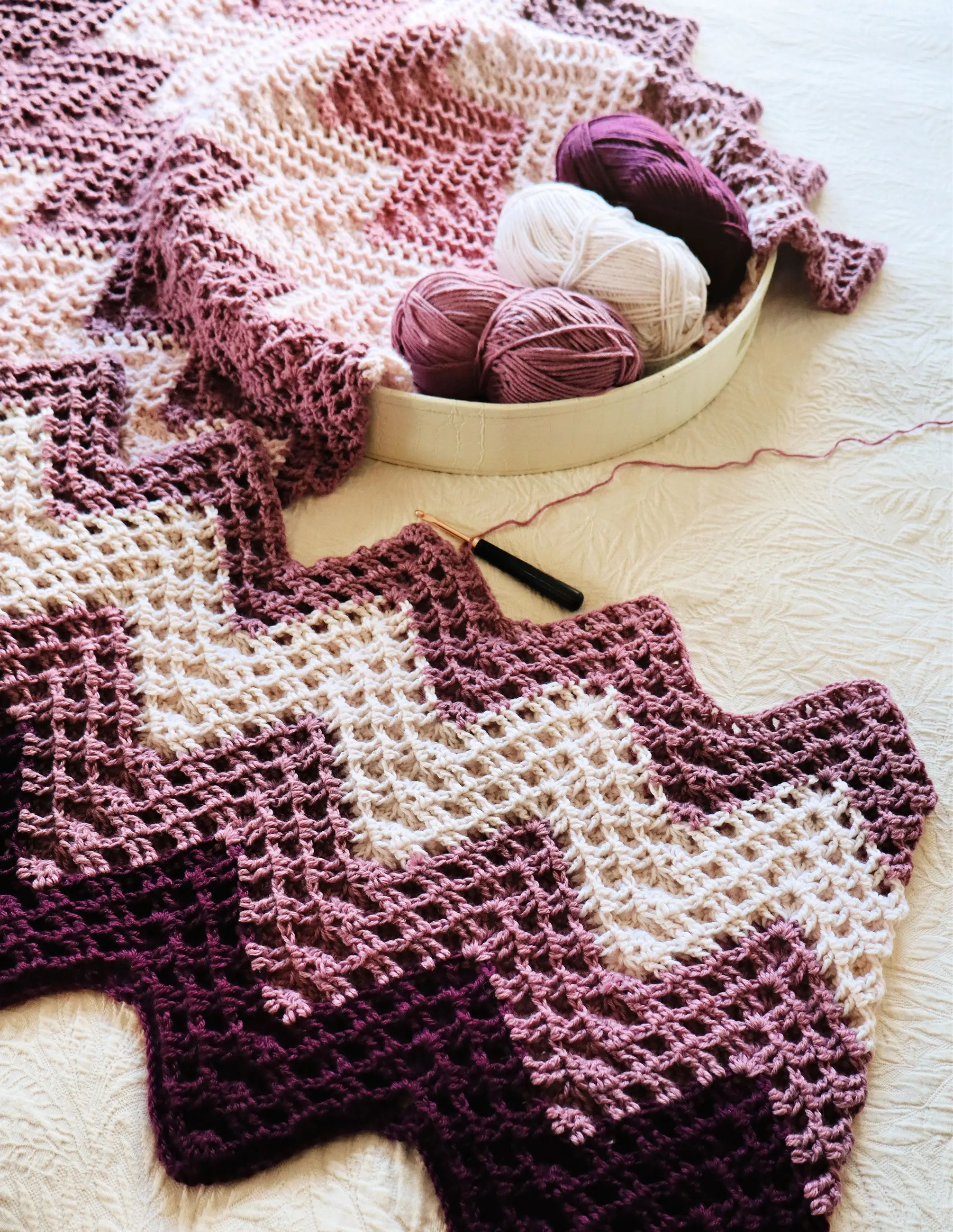 Double Reversible Waffle Chevron Blanket
