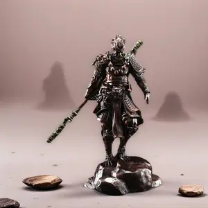 Mythology Monkey King Fish Tank Ornament, Resin Figure with Detailed Design, Multi-Color Options, Water Decor & Desktop Display, Resin Animal Sculptures