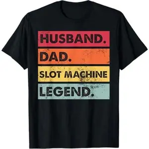 Retro Husband Dad Slot Machine Funny Casino Father Mens T-Shirt