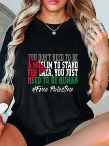 100% Cotton Unisex Free Palestine Flag I love Palestine Gaza Palestinian Flag T-Shirt Casual Top