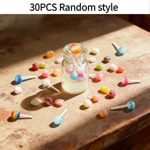30pcs Resin Lollipop Mix Series, DIY Creative Earrings Hair Clips Keychain Accessories, Craft Supplies for Jewelry Making