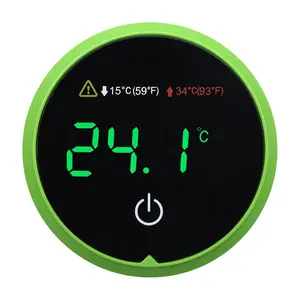 Digital Thermometer with LED Touch Screen, Stick-on Fish Tank Thermometer for Betta Tanks, HI/LO Temperature Alarm, Cordless Waterproof Sensor, CR2032 Battery (14-140°F/-10-60°C)