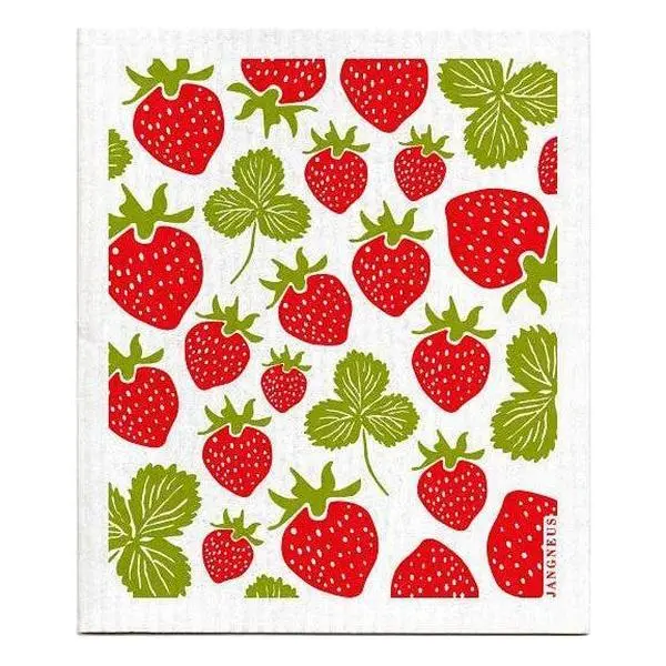Swedish Dishcloth - Strawberries - Red