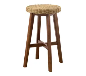 Alaterre Furniture Calais 24" Round Bar Stool with Woven Seat