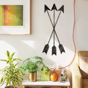 Metal Arrow Wall Decor Hand Painted Rustic Bronze Finish 3-Set Artistic Ornaments for Nursery Gallery Wall Farmhouse Indoor Outdoor Gift Room