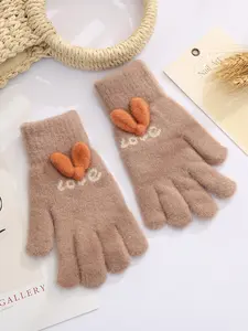 Cute Bunny Ears Gloves, Kawaii Love Letter Knitted Gloves, Soft Plush Warm Winter Gloves, Ideal for Daily Commute & Outdoor Walks
