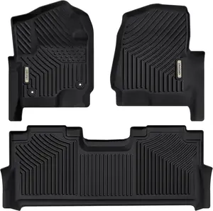YITAMOTOR Floor Mats Fits for 2017-2025 Ford F250/F350/F450 Super Duty Crew Cab w/Under Seat Storage, TPE All Weather Custom Fit F250 Super Duty Accessories Floor Liners (1st&2nd Bucket Seats) Truck Protector