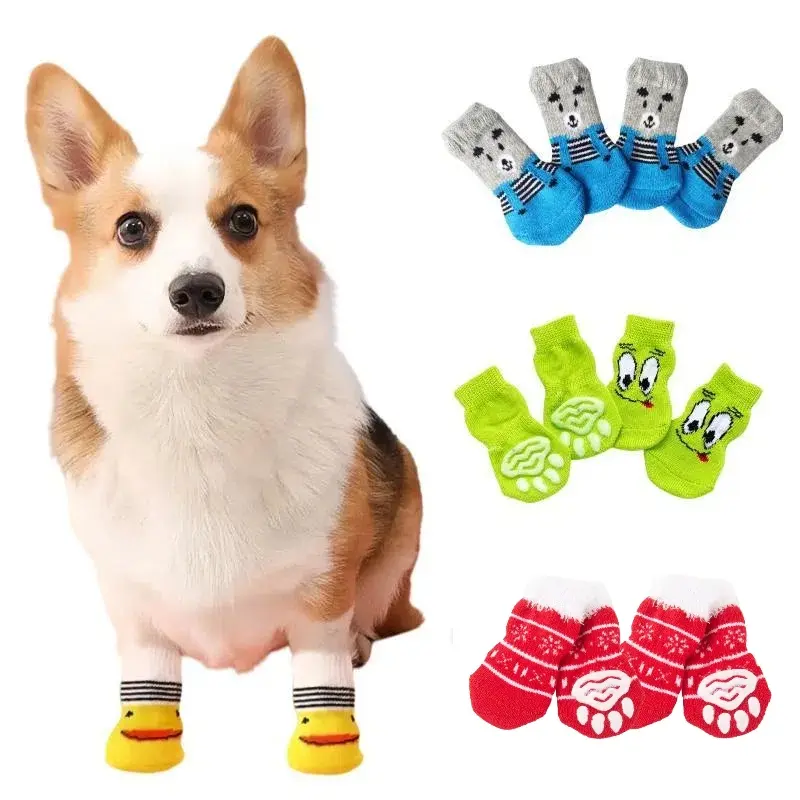 Anti-Slip Pet Socks Set for Small Dogs & Cats, Cute Socks, Protects Paws, Perfect Christmas Gift for Pets, Durable Non-Skid Design