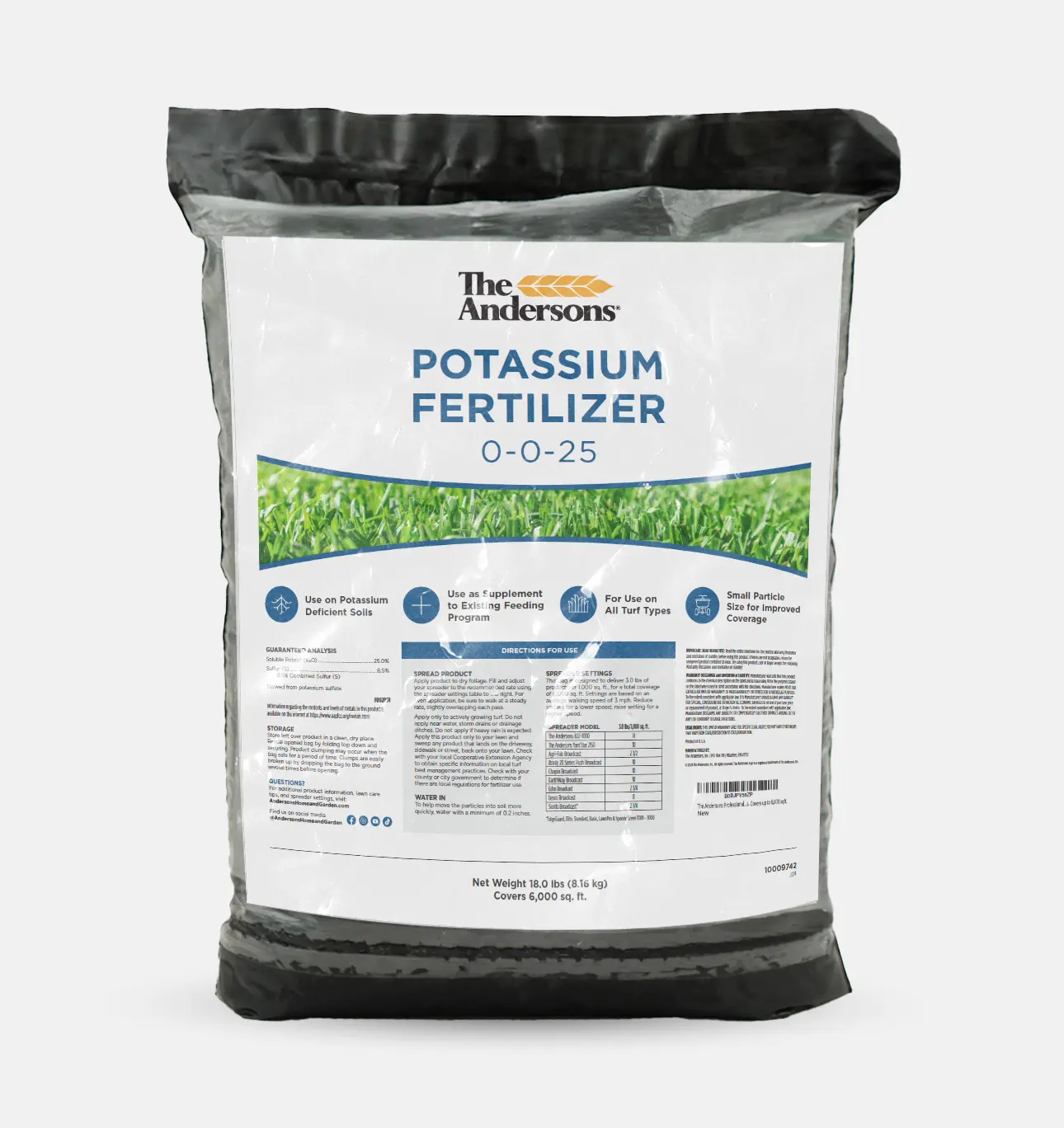 The Andersons Professional Potassium Lawn Fertilizer 0-0-25 with Small Particle Size - Ideal for lawns with potasisum deficiencies