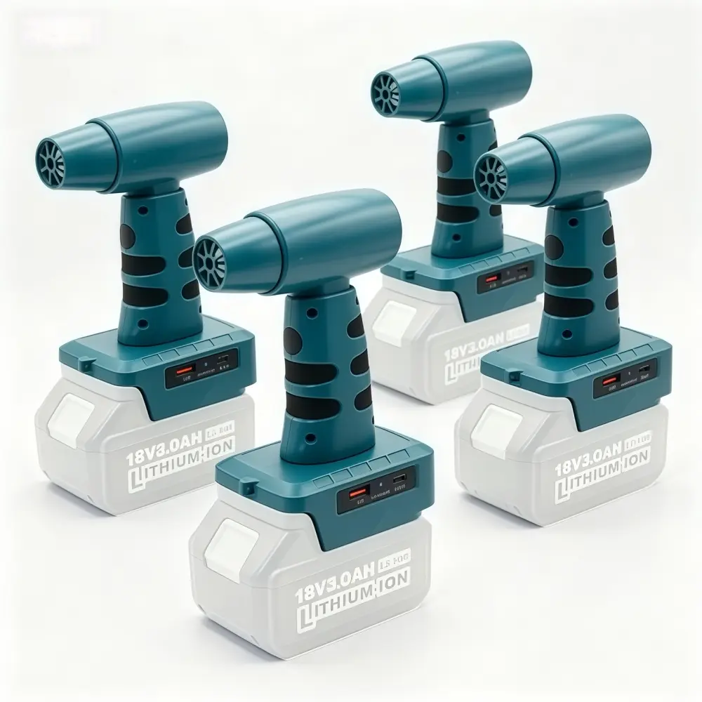 Makita 4-Pack Portable Cordless Rechargeable High-Speed Handheld Air Blower with Grip, 140000RPM Compact Turbo Jet Fan, USB-C Fast Charging, Efficient Space-Saving Tool for Car Care, Daily Cleaning, Outdoors