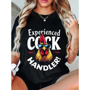100% Cotton Unisex Experienced Cock Handler Raunchy Women's Funny Adult Humor T-Shirt Casual Graphic Printed Vintage Tshirt