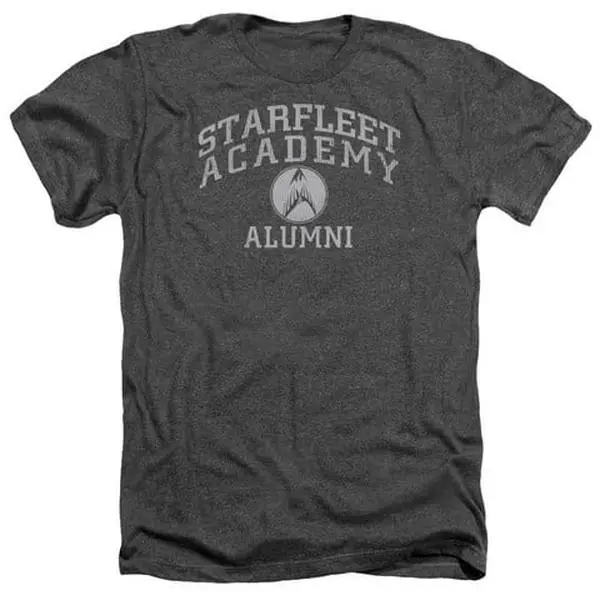 212 MAIN Adult Casual Tops in a Soft Heather Cotton Polyester Blend, Star Trek Alumni Graphic, Short Sleeve Round Neck, Shortsleeve, Extra Large, Heather Tee, Pre-Shrunken