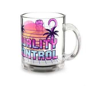 Aloha Vaporwave 10oz Glass Mug - Retro Hawaiian Palm Tree Retro Pixel Waikiki Surfer King Glass Mug | 10oz