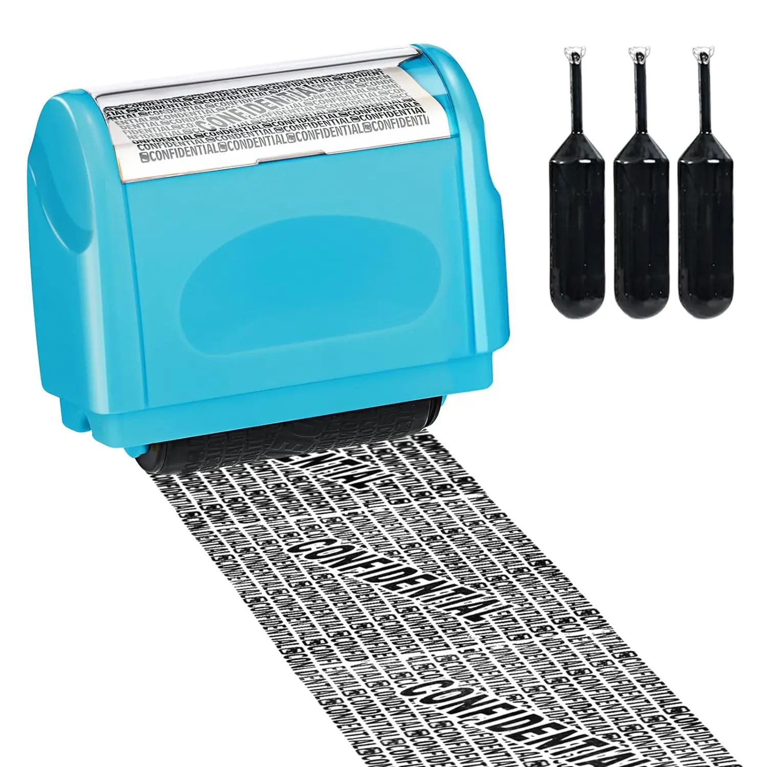 Identity Theft Protection Roller Stamp for Hiding Sensitive Information, Wide Confidential Stamp with 3 Ink Refill, Security Stamp Roller for Identity Theft Prevention, Blocking Out Privacy Information and Guard Your Address and ID