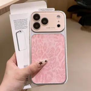 Leopard Print Phone Case for iPhone 17/16/15/14 Pro Max Air, Luxury Retro Aesthetic Shockproof Phone Cover with Full Camera Lens Protection, Matte Textured Slim Fit Soft Case for Women Girls