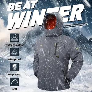 Men's Mountain Ski Jacket Waterproof Fleece Liner Snow Coat Warm Winter Windproof Hooded Raincoat