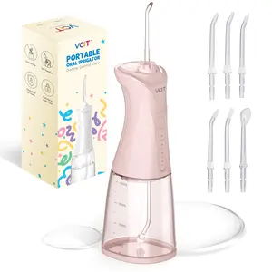 VCIT Water Flosser for Braces - 350ML Cordless Portable Oral Irrigator with 4 Modes & IPX7 Waterproof for Kids and Adults, Travel & Shower Use（Pink）