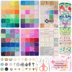 Friendship Bracelet Making Kit 6 Boxes - 9,000 Clay Beads & 5,000 Glass Seed Beads with Charms for Adults