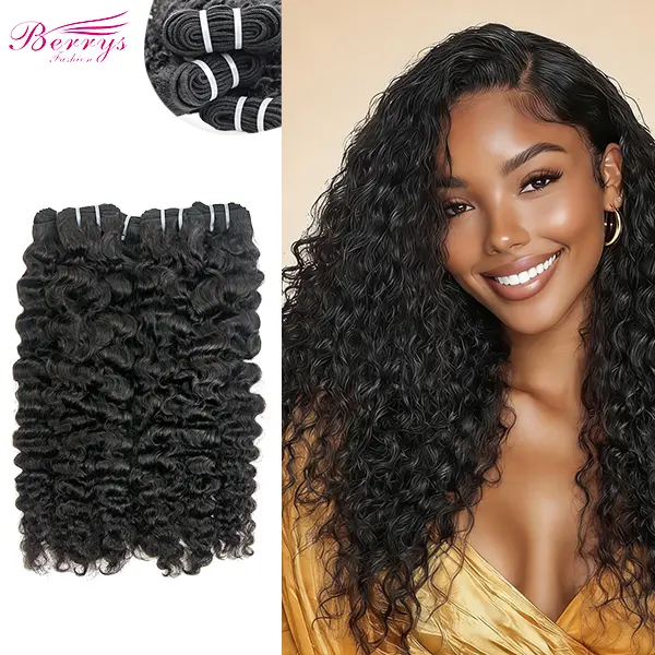 Berrys Hair Burmese Curly Human Hair Bundles - 100% Unprocessed for Women bundles Double Weft Extensions Natural Black Afro Afro Kinky Hair, Human Hair Set