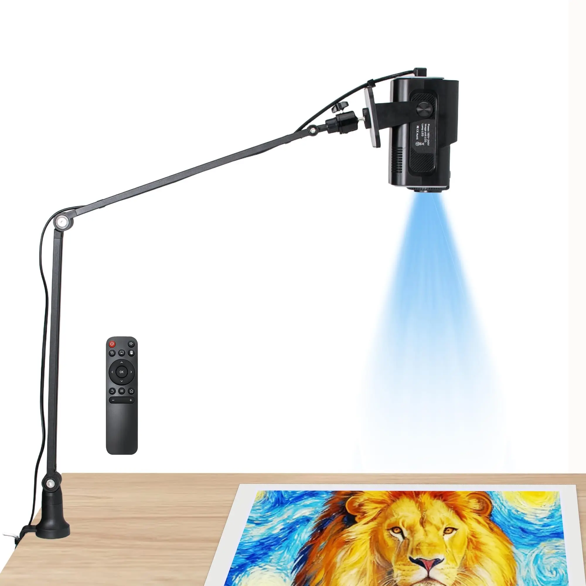 HI-REEKE Smart Art Projector for Tracing - Audio-Enabled, HD Quality, Bluetooth-Connected, Tabletop Mount Compatible for Artists to Project Vivid Images on Walls and Canvases, Home Use