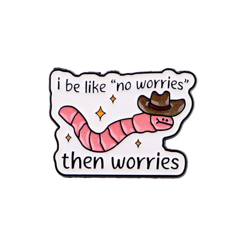 I Be Like No Worries Adorable Bug Cartoon Alloy Brooch Pin, Multifunctional Fashion Accessory for Bags Clothes Hats, Cute Animal Print Design, Hat Pins