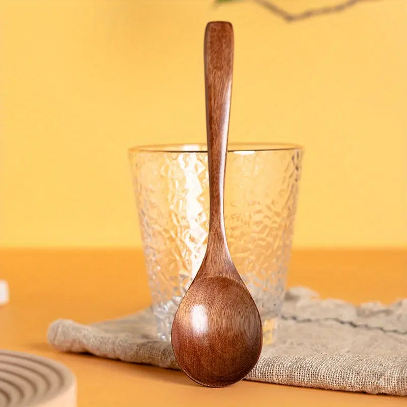 Japanese Wooden Spoon Household Tableware Dinnerware Utensils Dessert Spoon Asian Soup Spoon Honey Coffee Mixing Spoon Utensils