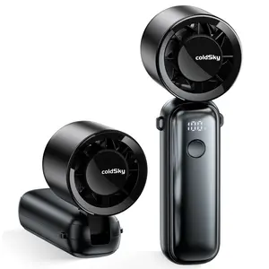 High Speed Turbo Fan - Foldable Handheld Fan with 6-Speed, 5000mAh Rechargeable, Digital Display, Portable for Outdoor Use