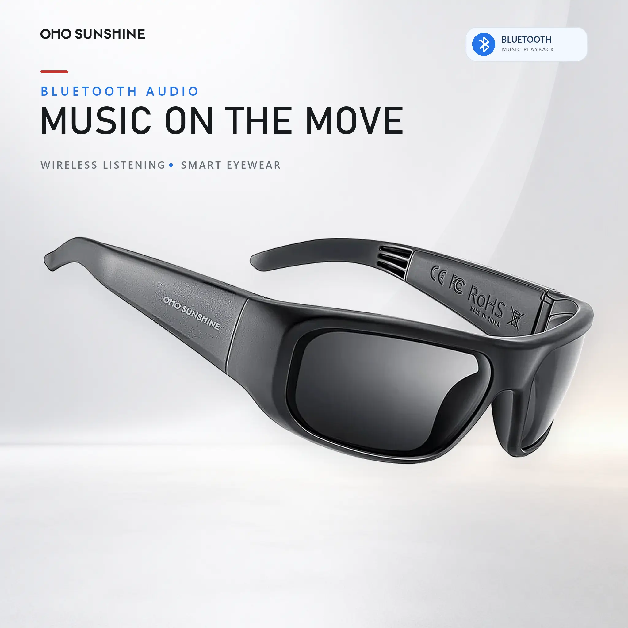 OhO Sunshine Pulse Wearable Wireless Smart Glasses,smart bluetooth glass， Tech Gadgets with Open-Ear Bluetooth Speakers for Casual Everyday Life & Outdoor Sports, Modern Smart Glasses，back to school，Athletic-Outdoor UV Protection, Waterproof Summer Smart