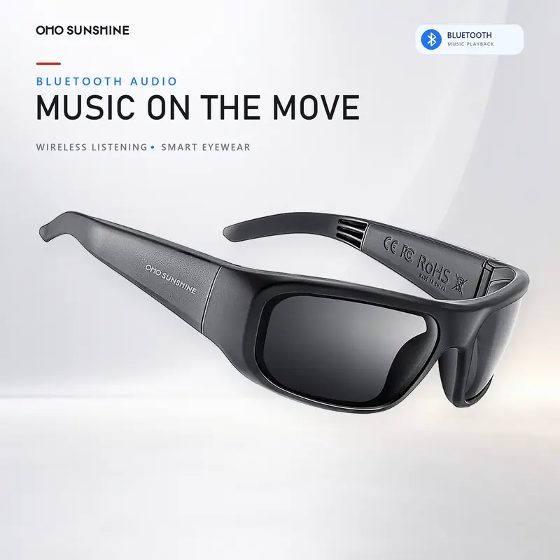 OHO SUNSHINE Pulse Smart Glasses with Bluetooth Open-Ear Audio, Built-In Microphone, Hands-Free Calls and Voice Control