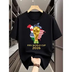2026 FIFA World Cup USA Canada Mexico 100% Cotton Graphic T-Shirt – 2D Print, suitable for sports, travel and everyday wear, regular fit, knit fabric, suitable for everyday wear, makes a great gift.Graphic tee,90s graphic tees,men's t shirts