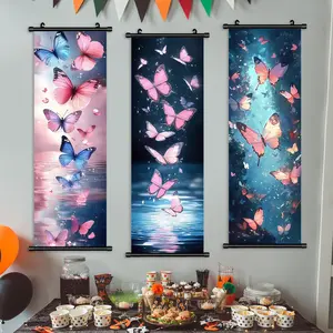 Dreamy Butterfly Art Poster Set, Modern Living Room Decor, Waterproof Wall Art, Bedroom Mural, Hallway Decoration, 3 Pieces