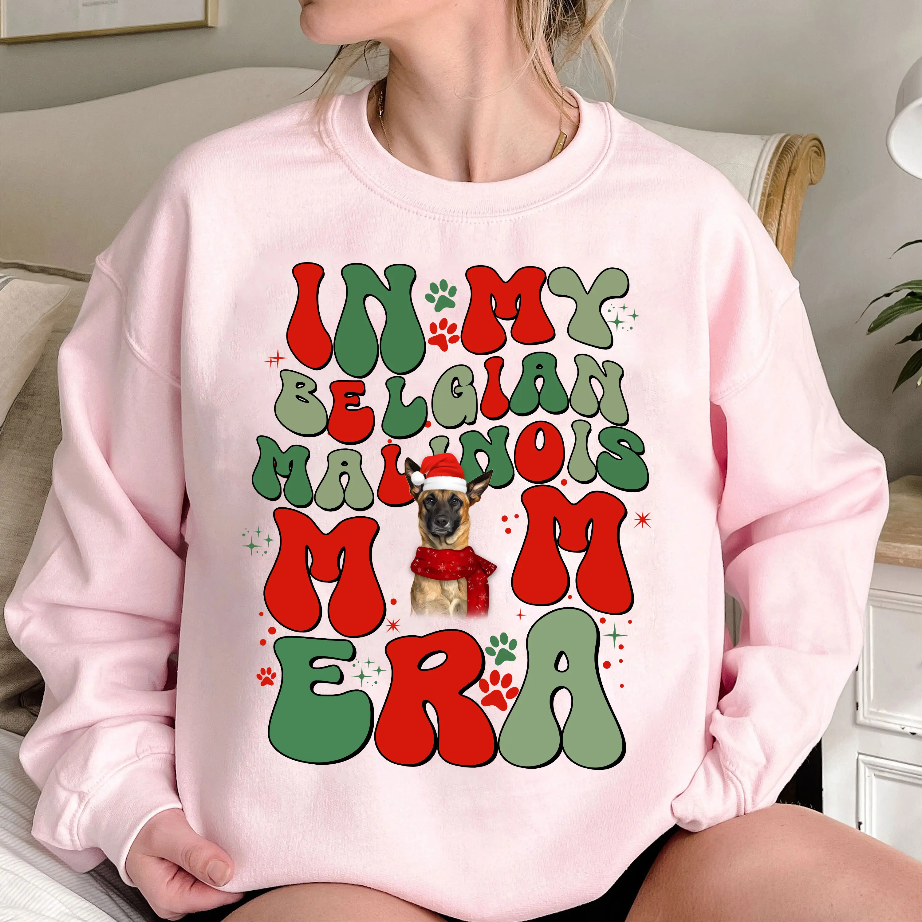 My Dog Mom Era Unisex Christmas Sweatshirt, Funny Christmas Gifts for Pet Dog Lovers, My Belgian Malinois Mom Era Sweater, Holiday Xmas Matching Sweaters, Cute Merry Christmas Crewneck Sweatshirts