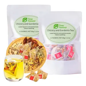 Sugar-Free Vegan Caffeine-Free Natural Chicory & Gardenia 6-Botanical Herbal Tea Bags for Diabetics, 12 Bags (5g Each, 60g Total), Supports Digestion, Kidney Health
