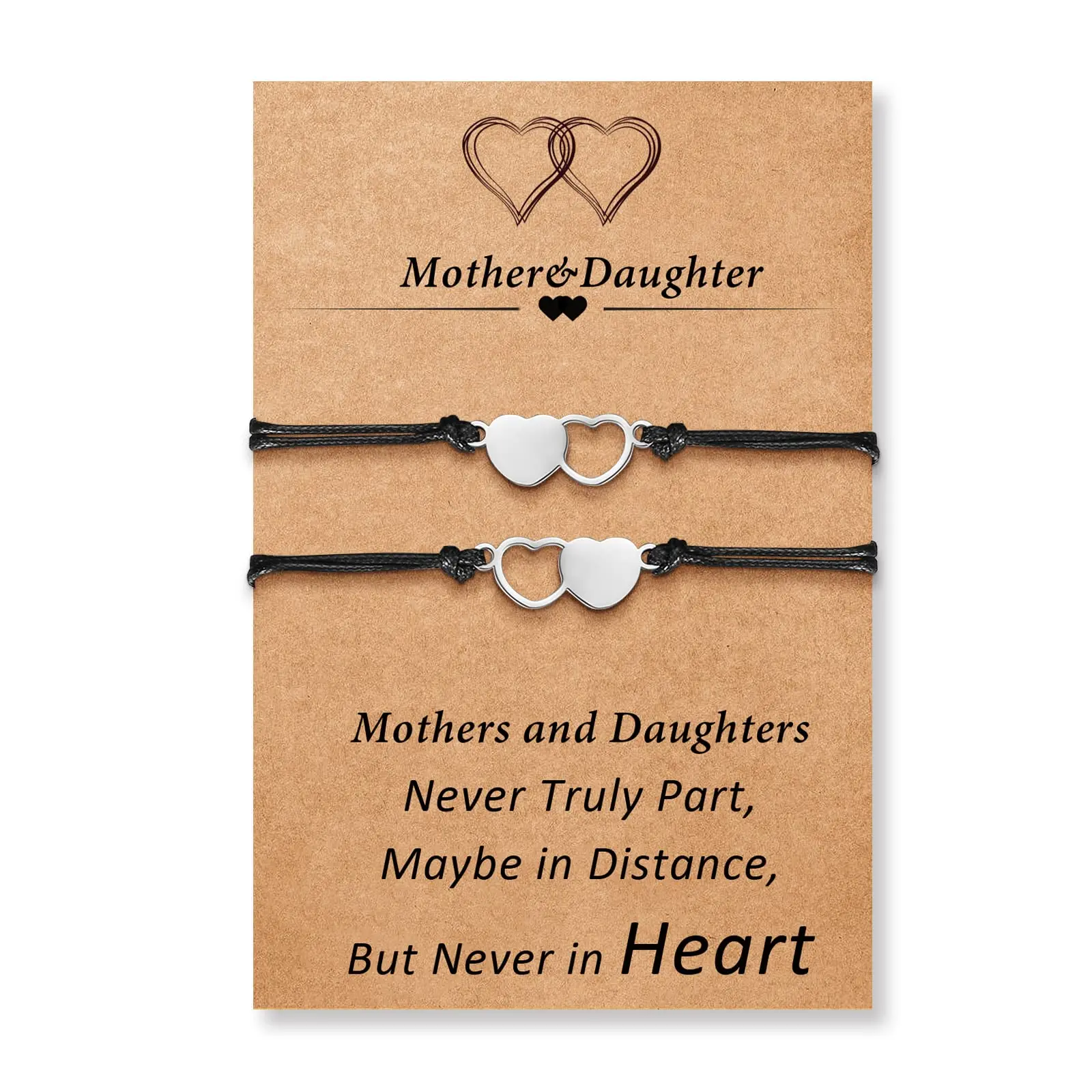 Mother Daughter Bracelets Set,Wish Matching Heart Bracelets for Mom and Daughter,Mother's Day Gifts for Mom Daughters
