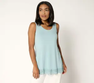 LOGO Layers by Lori Goldstein Regular Knit Tank with Crochet Hem