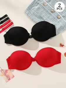 2PCS Front Closure Strapless Push-Up Bra - Valentine's Day Essential, Enhanced Lift, Removable Adjustable Straps, Comfort Breathable | Bridal, Evening Dresses & Off-Shoulder