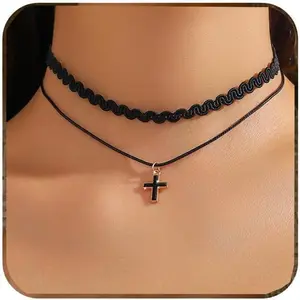 1PCS Black Choker Necklace for Women Adjustable Layered Velvet Black Choker Necklaces for Women Goth Black Chokers for Women Black Velvet Choker Collar for Women Jewelry for Party Cosplay Gift