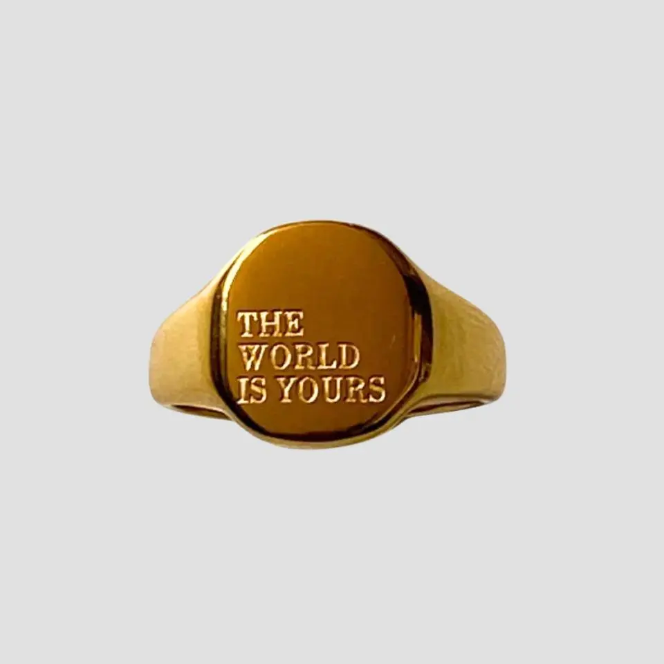 The World Is Yours Engraved Signet Ring