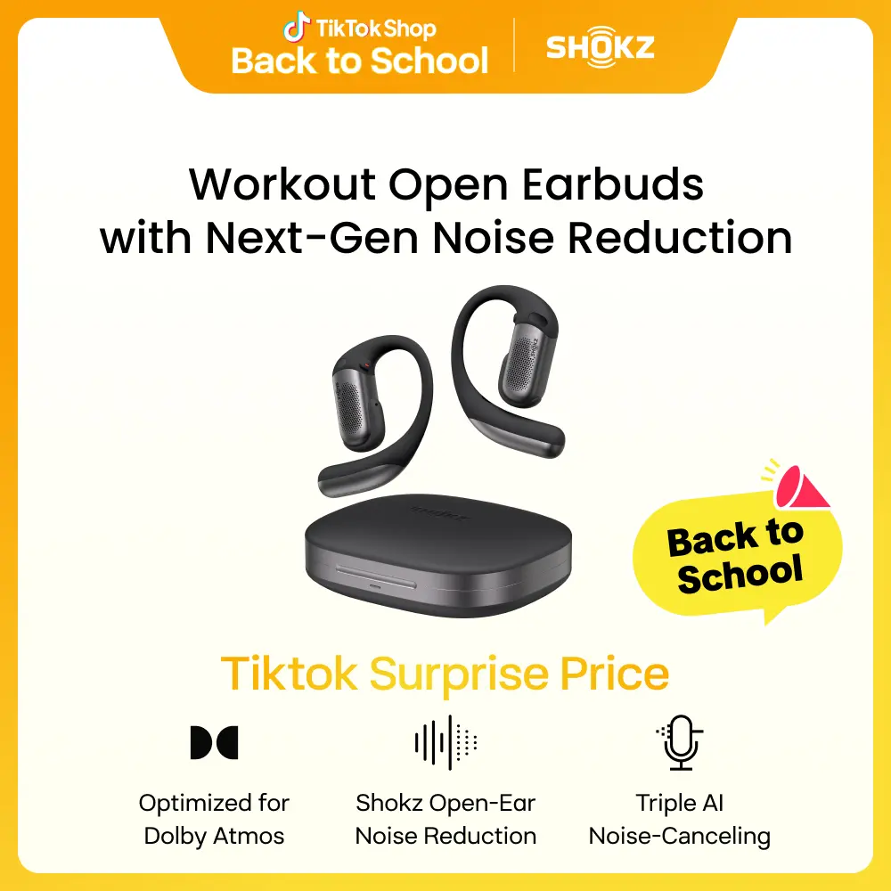 SHOKZ OpenFit Pro Open-Ear True Wireless Earbuds with Open-Ear Noise Reduction, Optimised for Dolby Atmos, Deep Bass, 50H Playtime, AI-Powered Clear Calls for Work, Sport, Bluetooth 6.1, IP55, Black