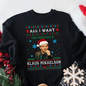 All I Want for Christmas is Klaus Mikaelson Shirt, Klaus Mikaelson Tee, Vintage Movie Shirt,  Perfect Christmas Gift for her Breathable Comfort Top