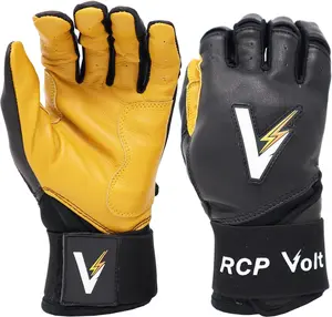 RCP Volt Baseball and Softball Batting Gloves – Rip and Tear Resistant – Reinforced Crotch, Super Grip Extended Cuff, Padded Protection, Adjustable Sizes, Guantes de bateo