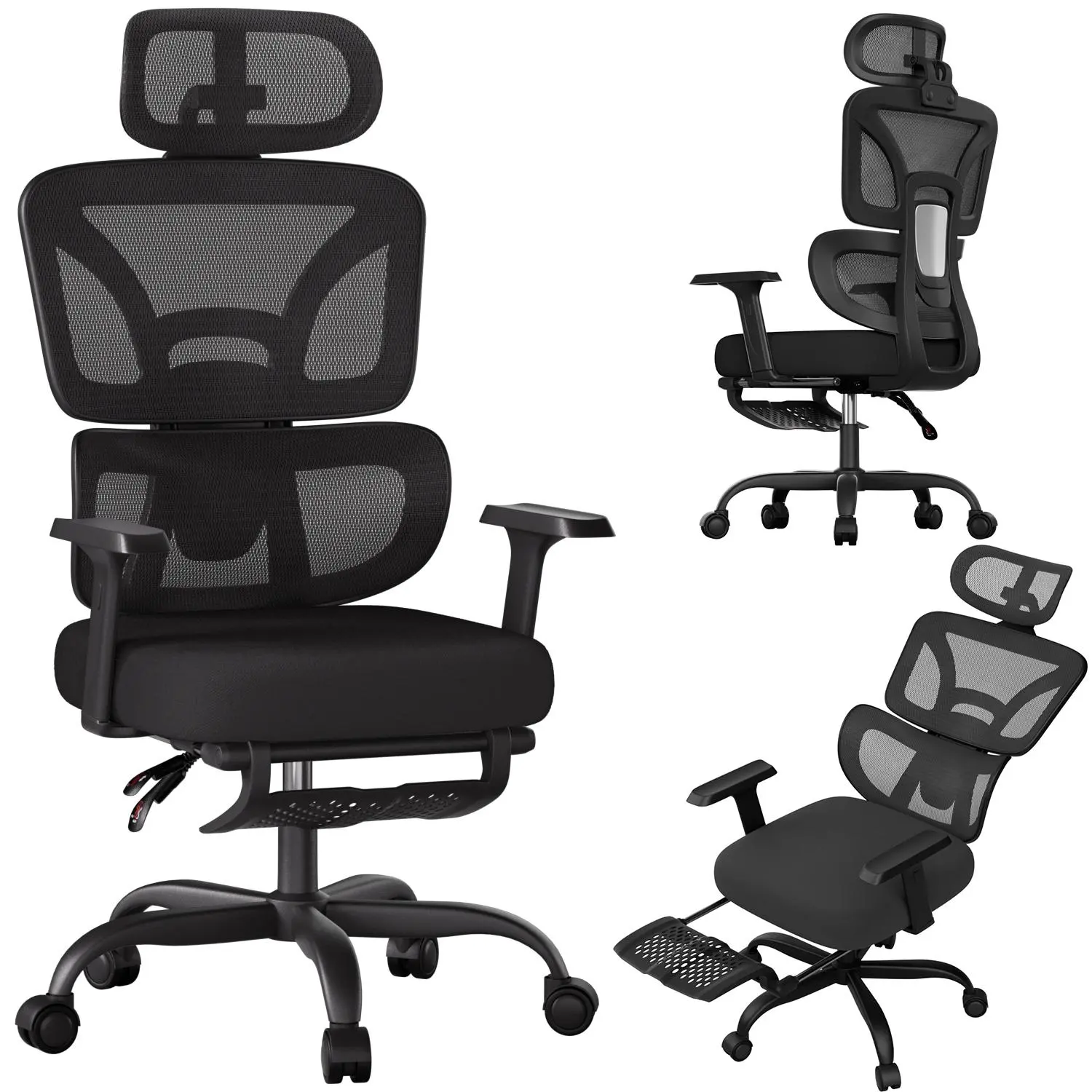 Office Desk Chair High Back Mesh Chair, Ergonomic High-Back Design with Breathable Mesh, Footrest,2D Headrest, Reclining Seat (90-135° Recline Lock), Comfortable Support for Home Office or Computer Work, heavy people familyfun,  ergonomic work chair