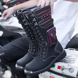 Men's Motorcycle Boots Workwear Knight American Street Style Black Shoes Closed Footwear Bota Decor Orthotic Boy Women Pedal（gift）GiftGift