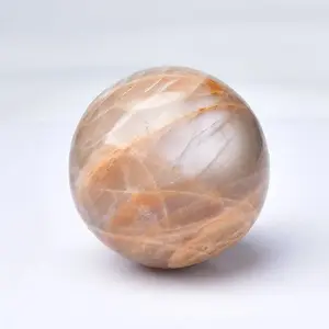 Gembaby Natural healing crystal sphere flashy moonstone polished peach moonstone sphere for sale