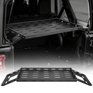 VEVOR Rear Trunk Cargo Rack, for 2007-2024 Jeep Wrangler JK, 300 lbs Capacity, Carbon Steel Basket Tray Interior Storage Luggage Carrier with Net, Shelf Stand Organizer for Camping Trip Gear, Black