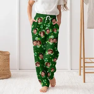 Custom St Patricks Day Pajama Pants, Custom Pajamas With Photo Dog Cat, St Patricks Day Gifts