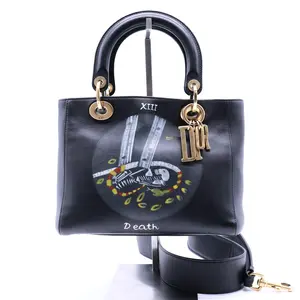 Pre-owned Dior Leather Shoulder Bags 2017 Medium Calfskin Death Tarot Card Lady satchel