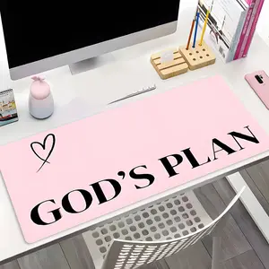 Minimalist "GOD'S PLAN" Heart  Large Gaming Mouse Pad,Aesthetic Desktop Drotection Pad,Washable Rubber Pad Non-Slip Lock Edge Multi-Size Mouse Pad Suitable For Home Office,Office Girly Desk Accessories,Good Gift for Family and friends,